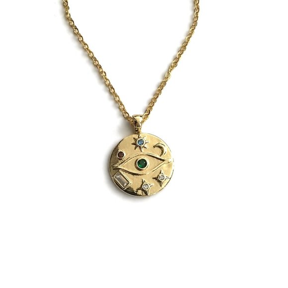 Evil Eye Celestial Multi Colour Zirconia Necklace - Picture 4 of 5
